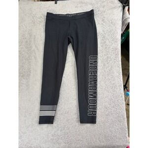 Under Armour Womens XL Black Graphic Logo Fitted Athletic Leggings Yoga Pants